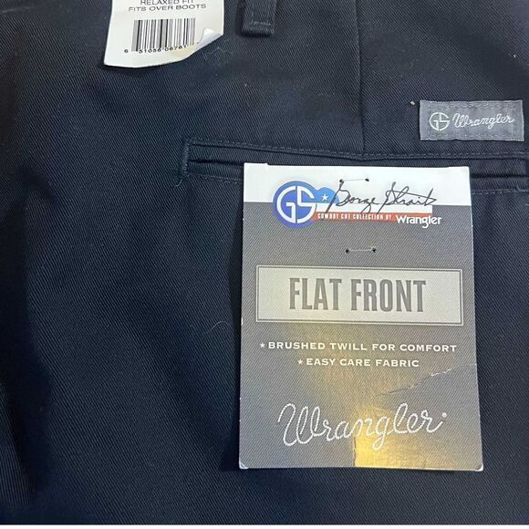 Wrangler George Strait Black Flat Front Pants. Brushed Twill Easy Care Fabric. S - Picture 6 of 9